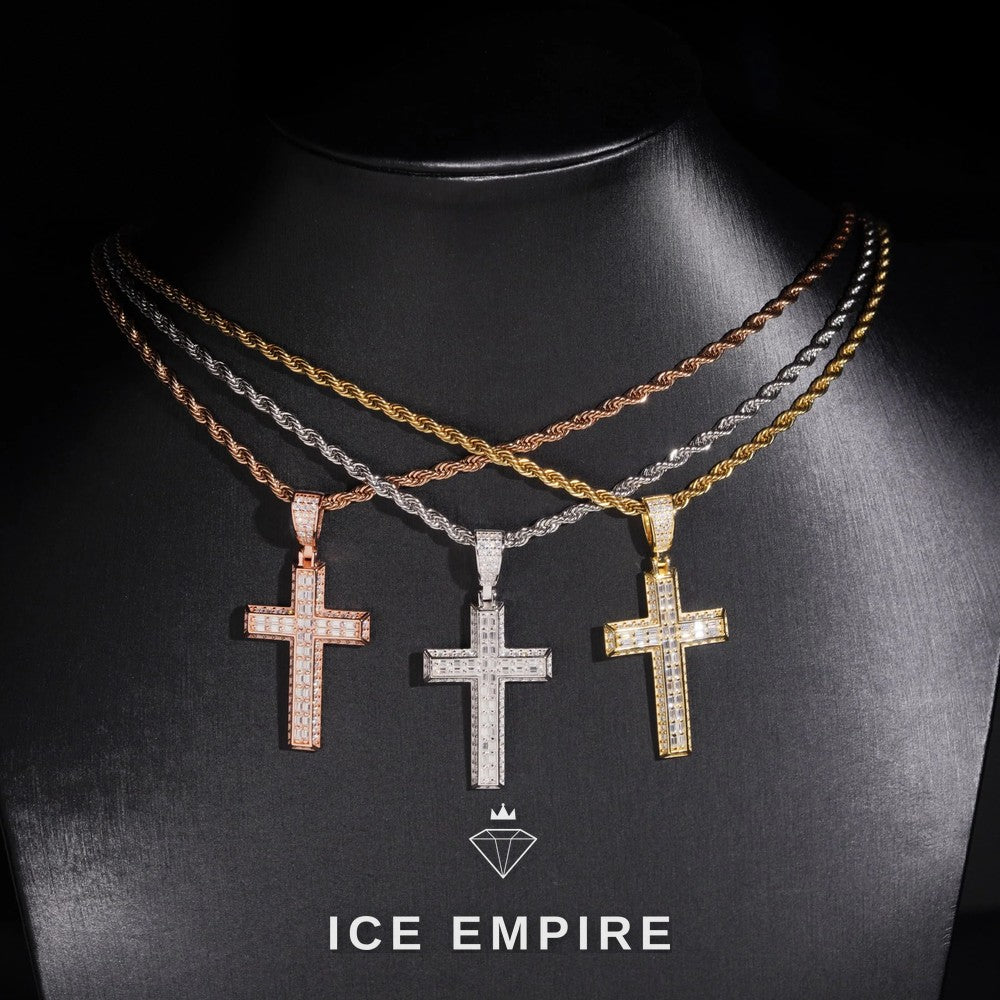 Iced Out Cross 925 Silver Moissanite Pendant