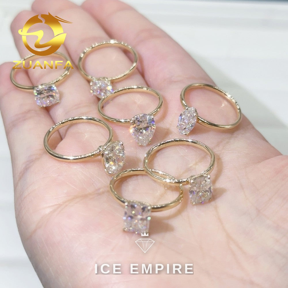 Iced Out 14K Gold Moissanite Engagement Ring