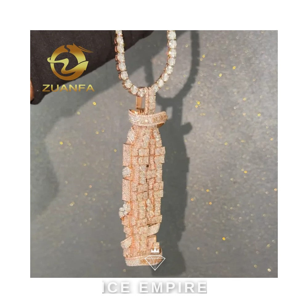 Iced Out Rose Gold Plated Moissanite Tennis Chain