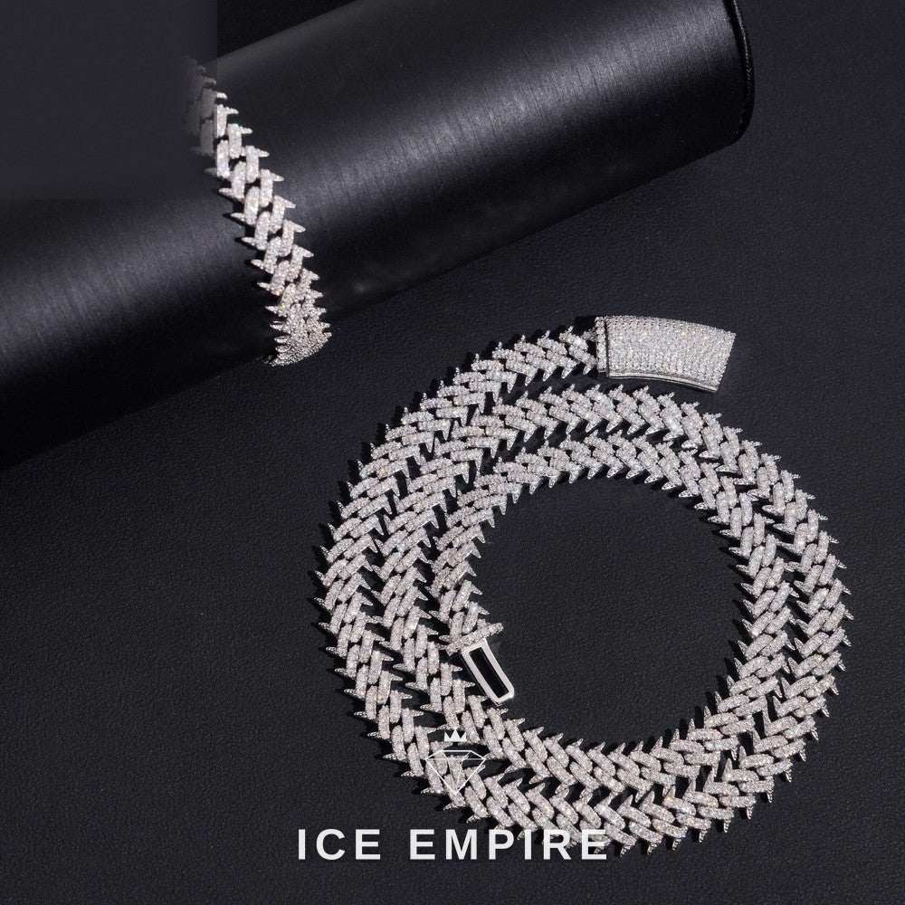 Iced Out 925 Silver Moissanite Cuban Chain