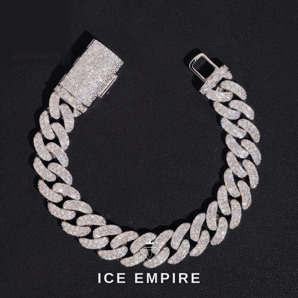 Iced Out 925 Silver Moissanite Cuban Chain