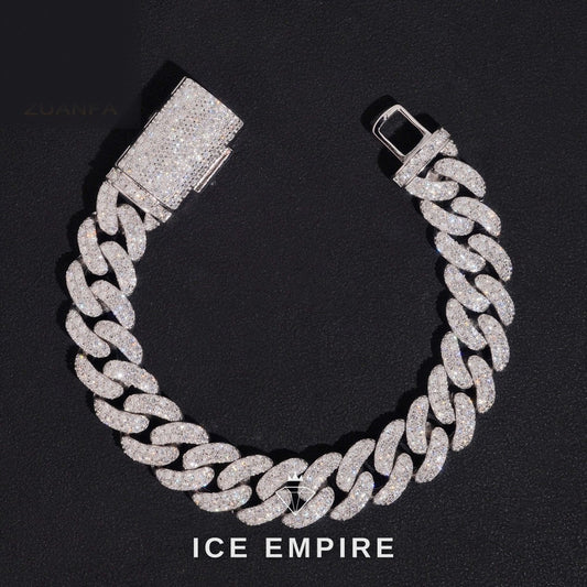 Iced Out 925 Silver Moissanite Cuban Chain