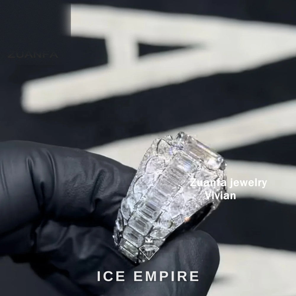 Iced Out 925 Silver Moissanite Ring