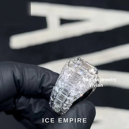 Iced Out 925 Silver Moissanite Ring
