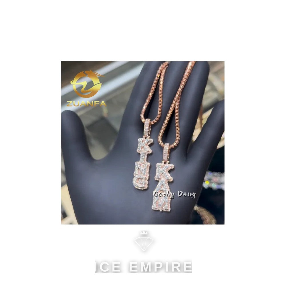 Iced Out Baguette Rose Gold Plated Lab Grown Diamond Cuban Chain