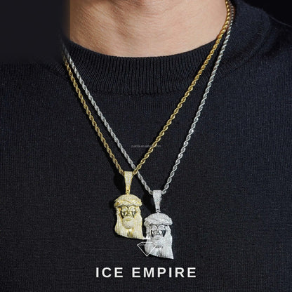 Iced Out 14K Gold Moissanite Pendant