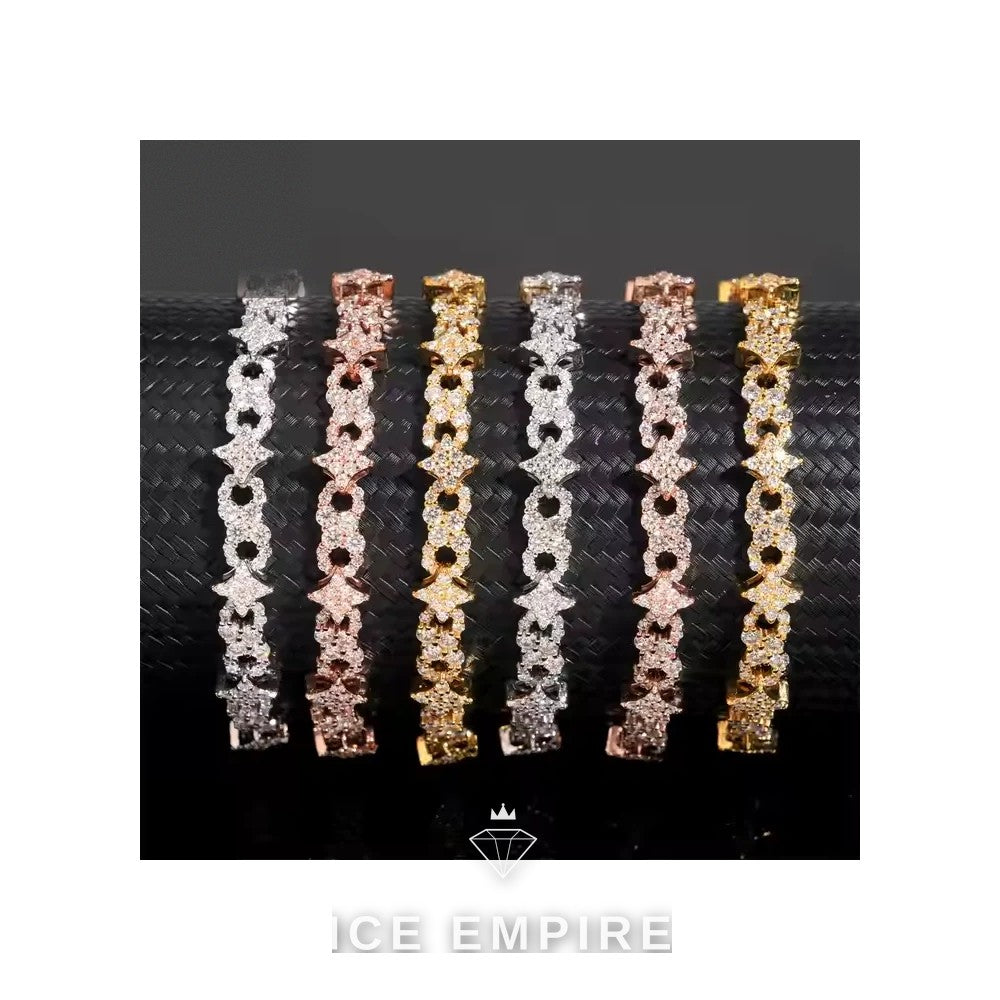 Iced Out Cluster Rose Gold Plated Moissanite Cuban Chain