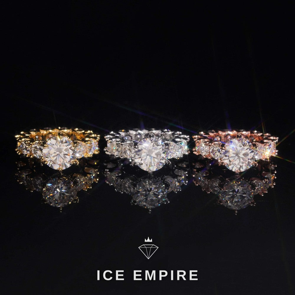 Iced Out Rose Gold Plated Moissanite Engagement Ring