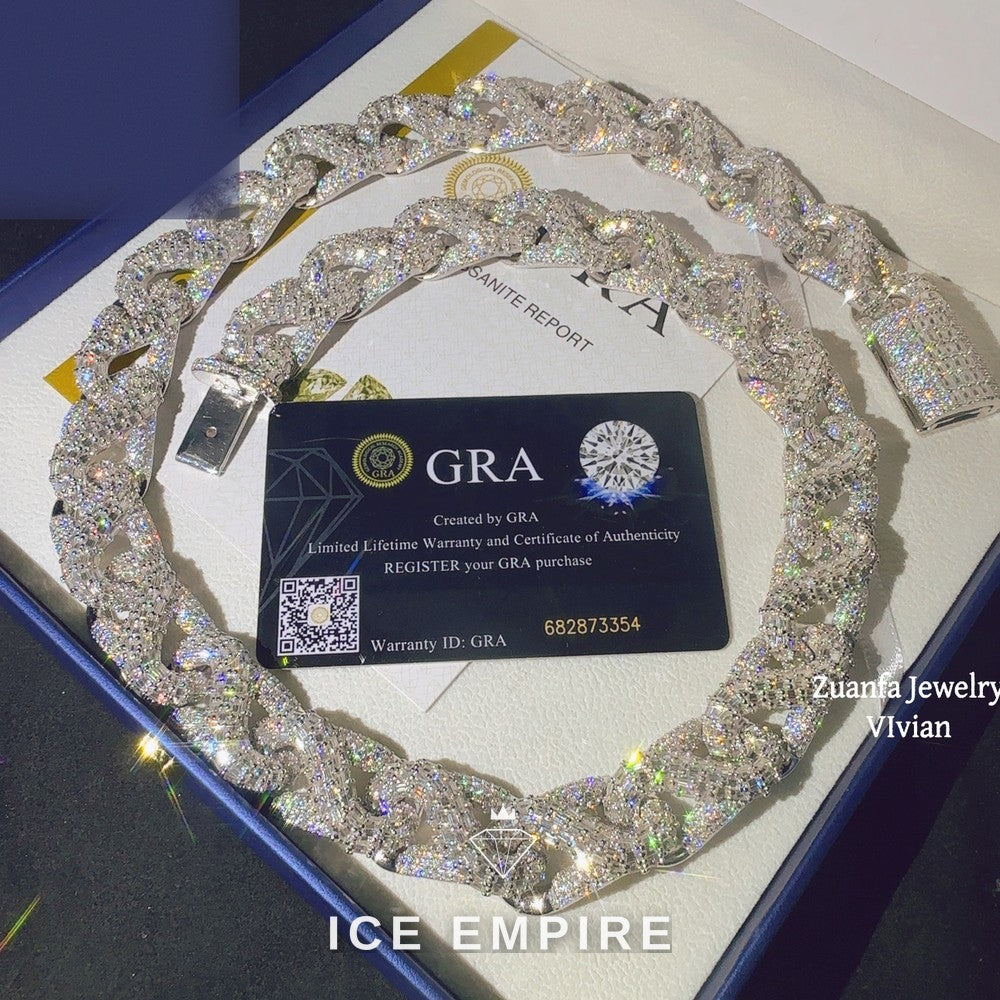 Iced Out Rose Gold Plated Moissanite Cuban Chain