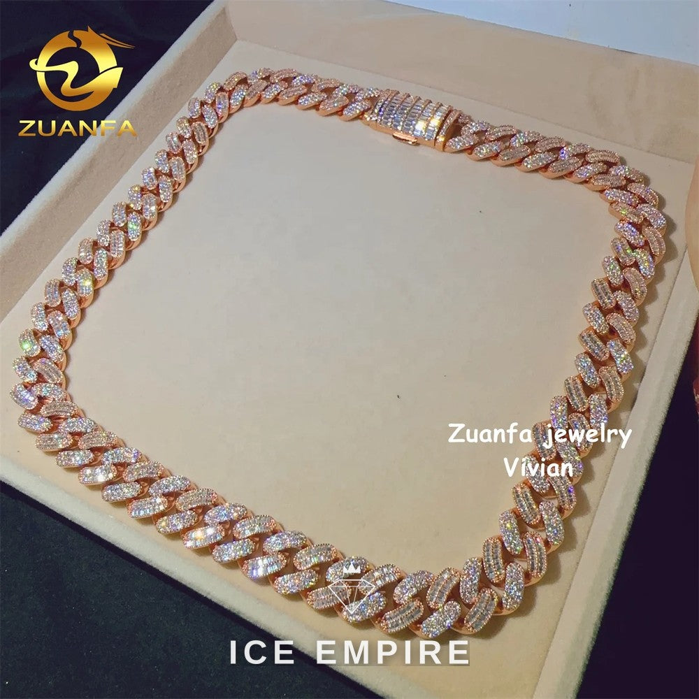 Iced Out Rose Gold Plated Moissanite Cuban Chain