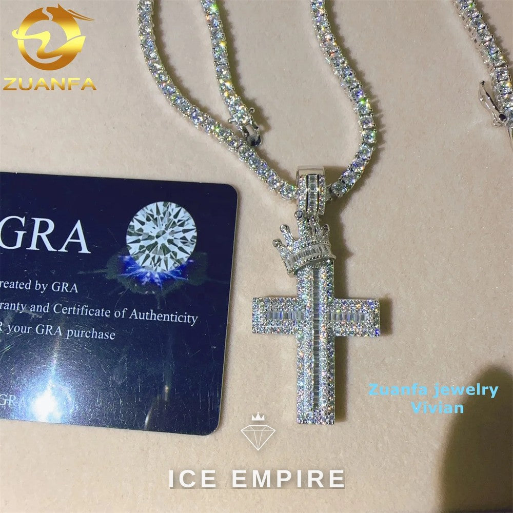 Iced Out Cross 925 Silver Pendant