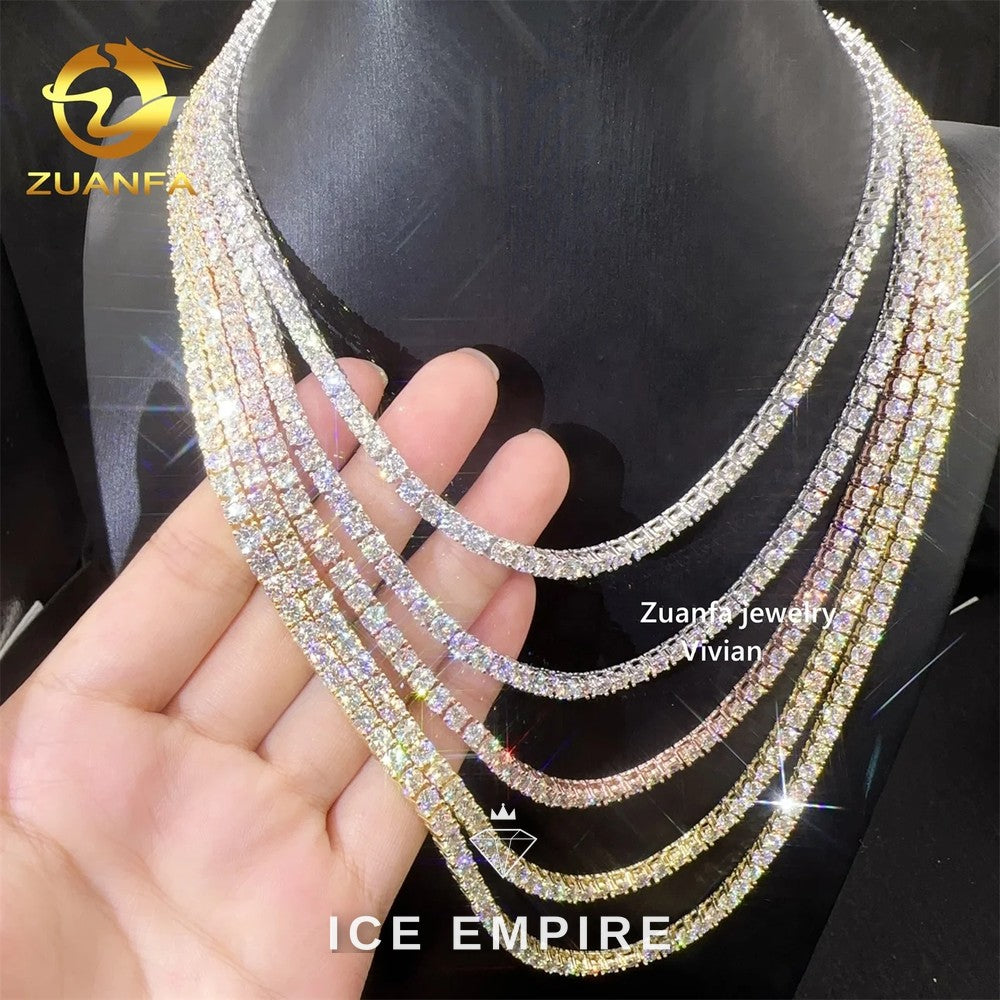Iced Out Rose Gold Plated Moissanite Tennis Chain