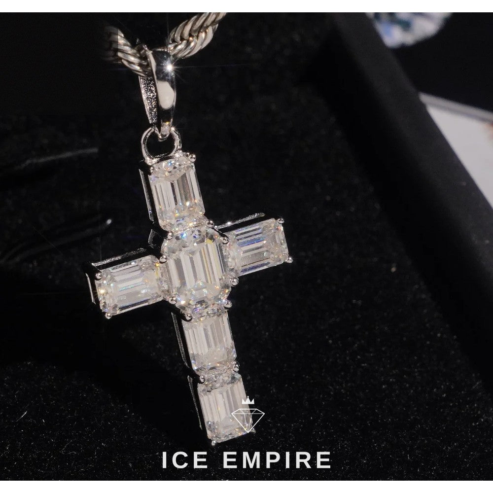 Iced Out Cross 925 Silver Pendant