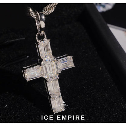 Iced Out Cross 925 Silver Pendant