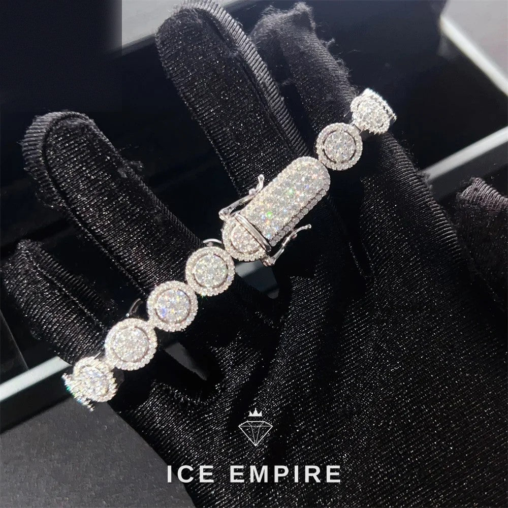 Iced Out Cluster Rose Gold Moissanite Tennis Chain