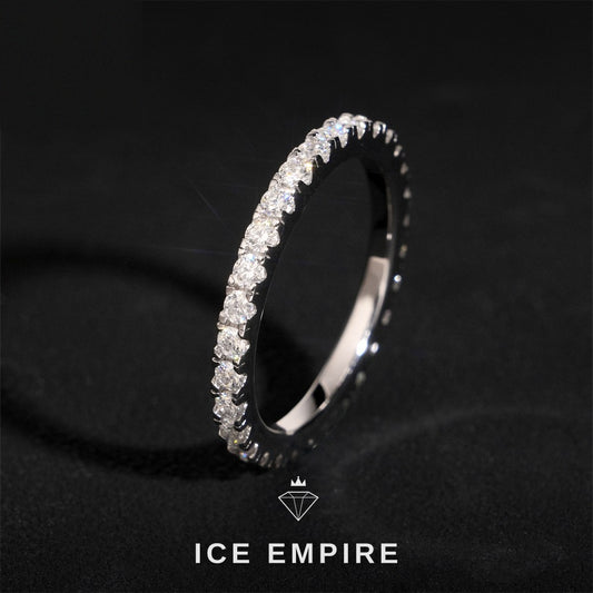 Iced Out 925 Silver Moissanite Engagement Ring