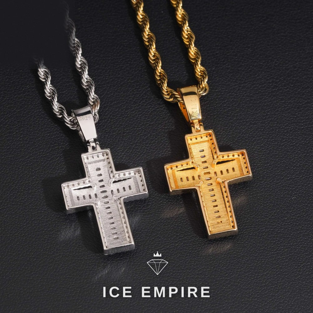 Iced Out Cross Gold Plated Moissanite Pendant