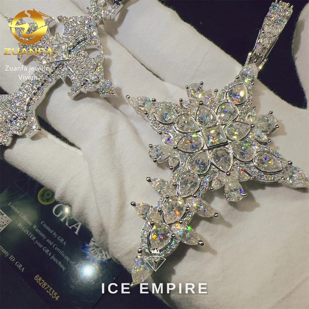 Iced Out Cross 925 Silver Moissanite Pendant