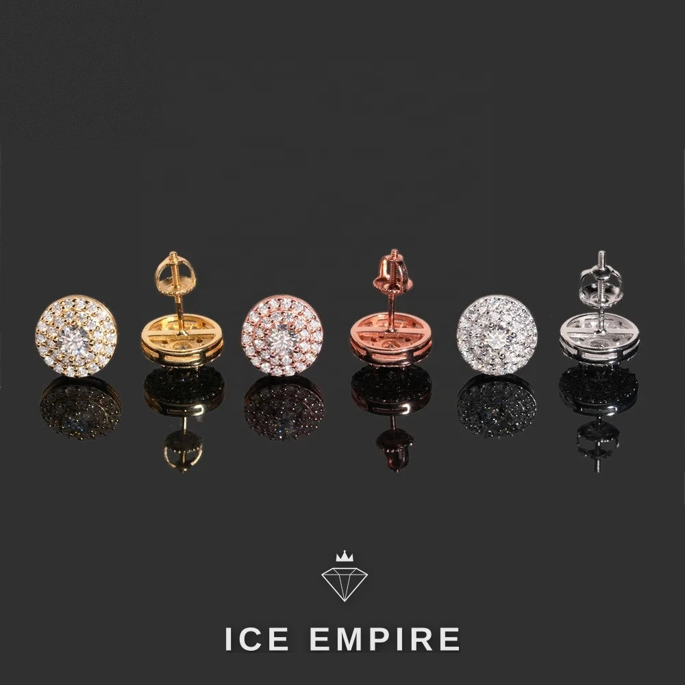 Iced Out Rose Gold Plated Moissanite Stud Earrings