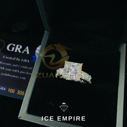 Iced Out Rose Gold Plated Moissanite Engagement Ring