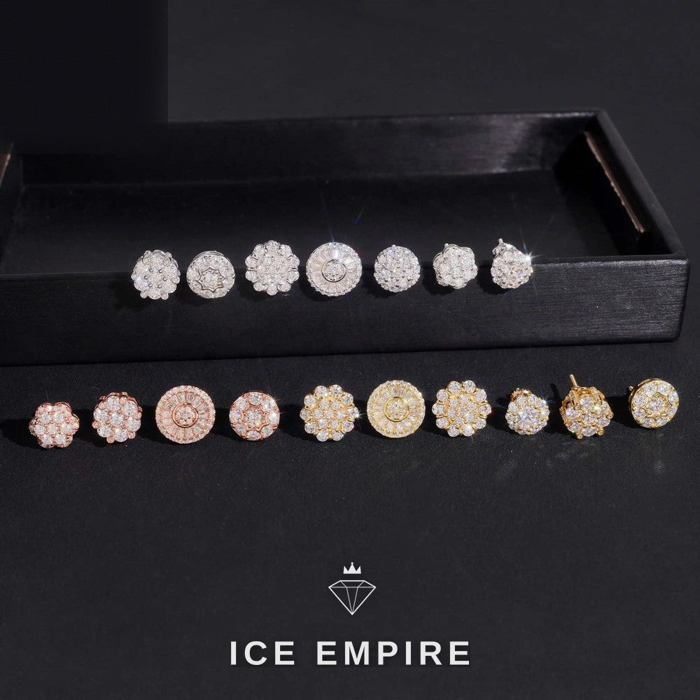 Iced Out Cross Gold Plated Moissanite Hoop Earrings