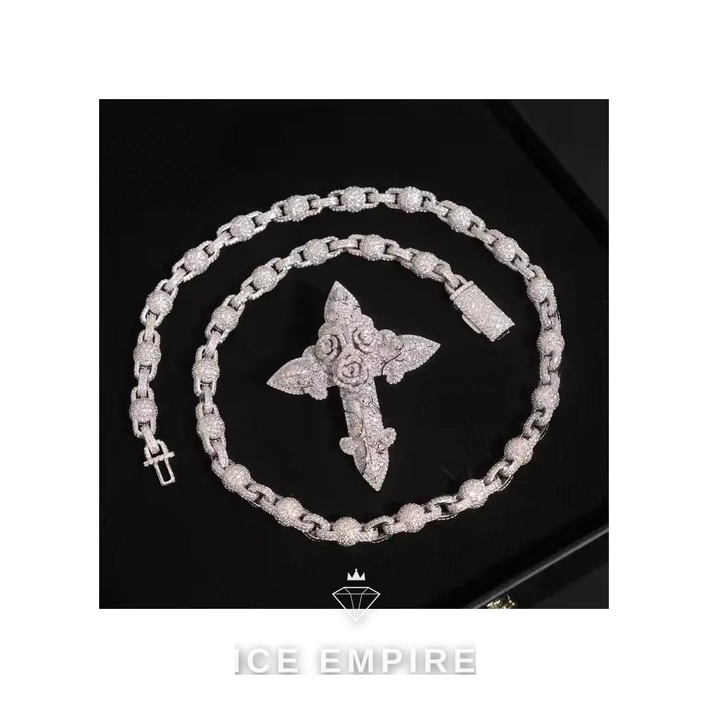 Iced Out Cross 925 Silver Moissanite Pendant
