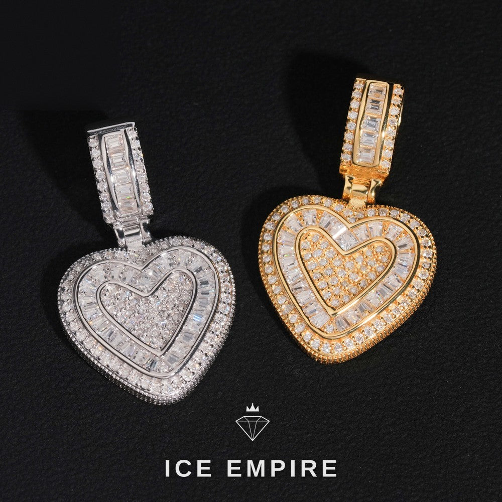 Iced Out Heart 925 Silver Pendant