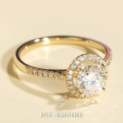Iced Out 10K Gold Moissanite Engagement Ring