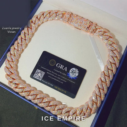 Iced Out Rose Gold Plated Moissanite Cuban Chain