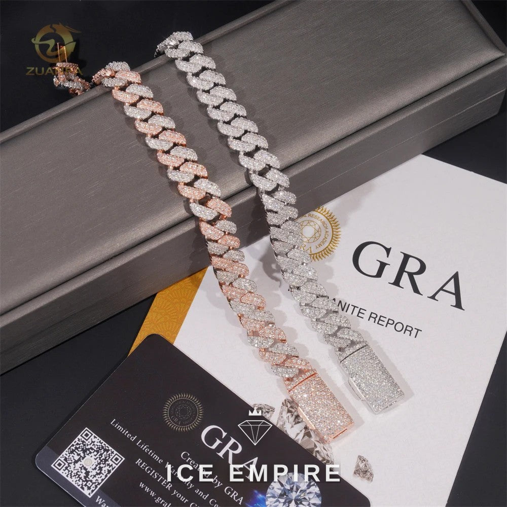 Iced Out 925 Silver Moissanite Cuban Chain