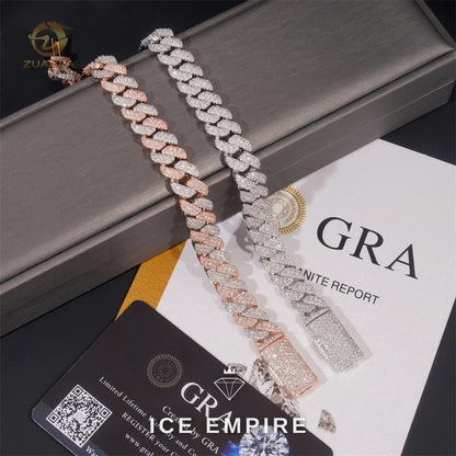 Iced Out 925 Silver Moissanite Cuban Chain