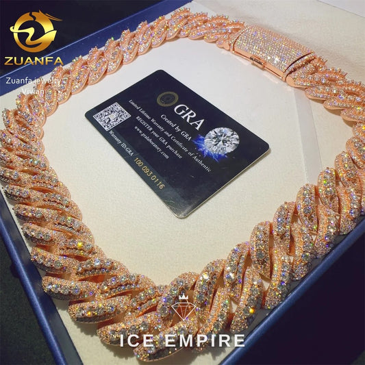 Iced Out Rose Gold Plated Moissanite Cuban Chain