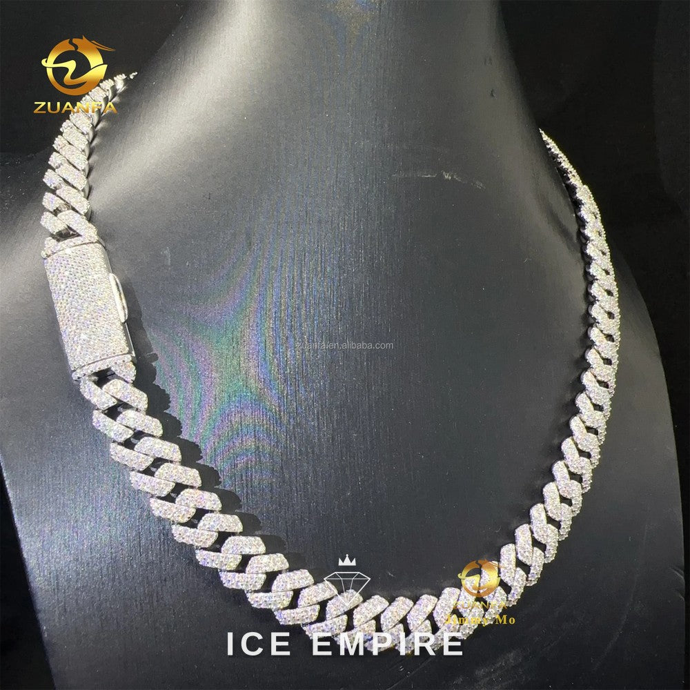 Iced Out 925 Silver Moissanite Cuban Chain