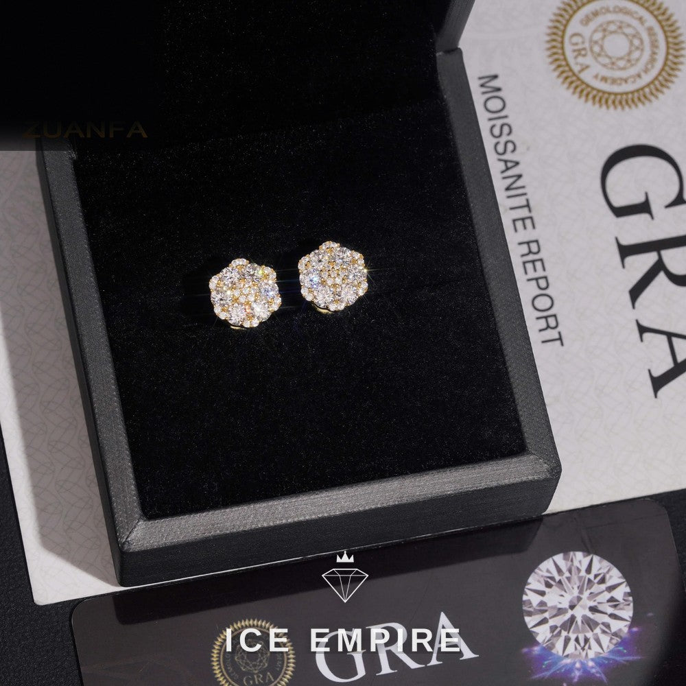 Iced Out 925 Silver Moissanite Earrings