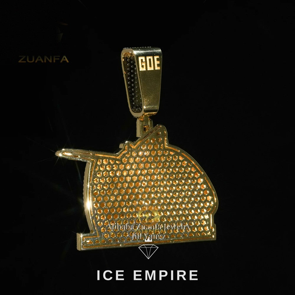 Iced Out Baguette 18K Gold Moissanite Pendant