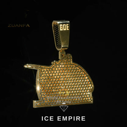 Iced Out Baguette 18K Gold Moissanite Pendant