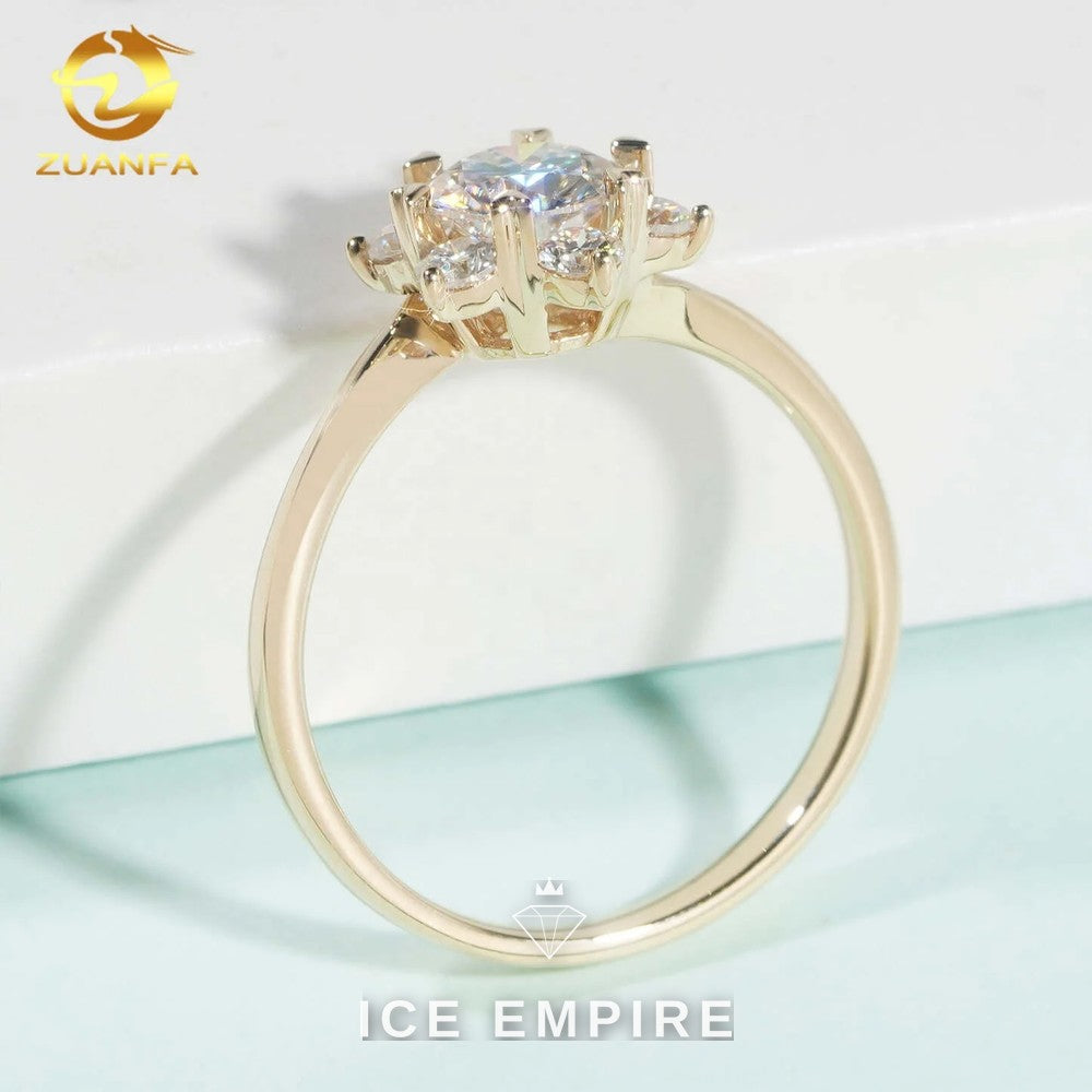 Iced Out 9K Gold Moissanite Engagement Ring