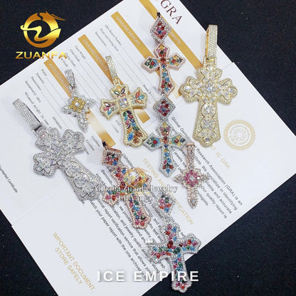 Iced Out Cross 925 Silver Moissanite Pendant