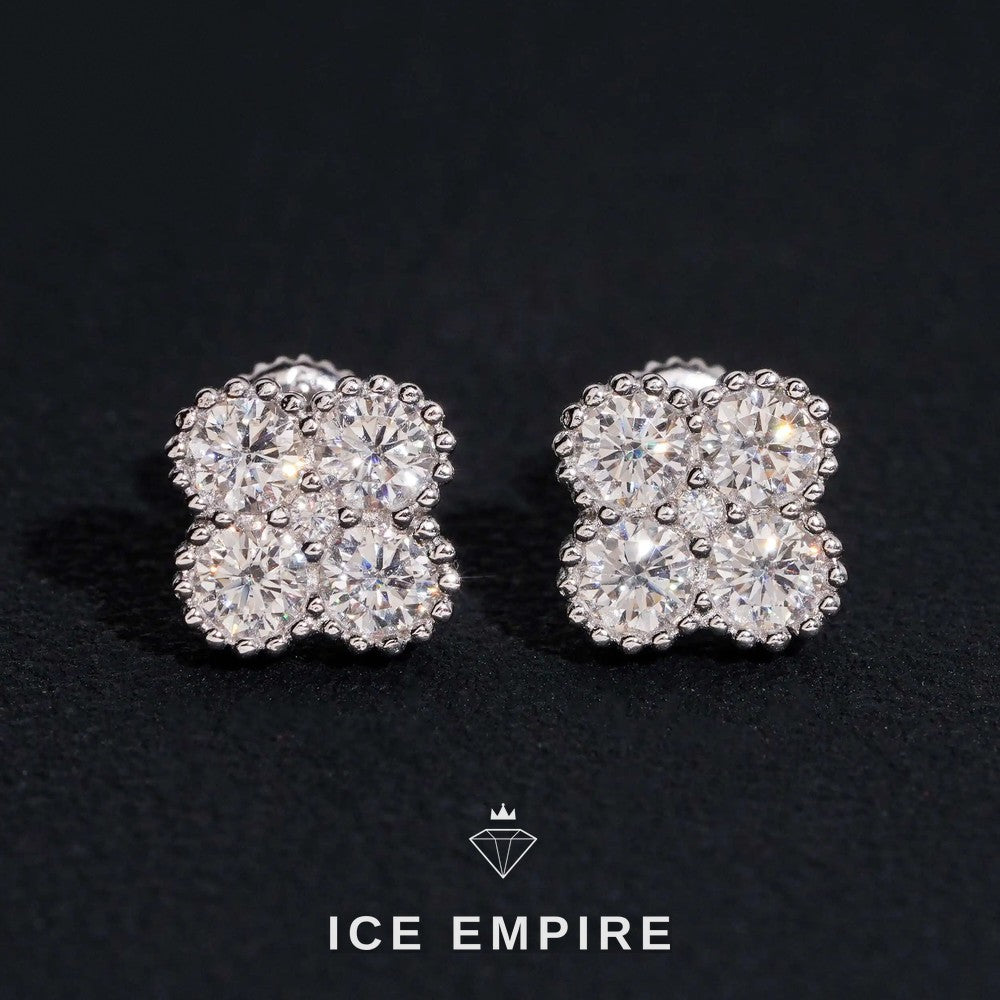Iced Out 925 Silver Moissanite Stud Earrings