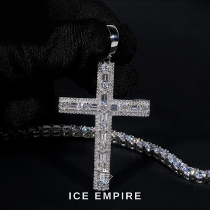 Iced Out Cross 925 Silver Pendant
