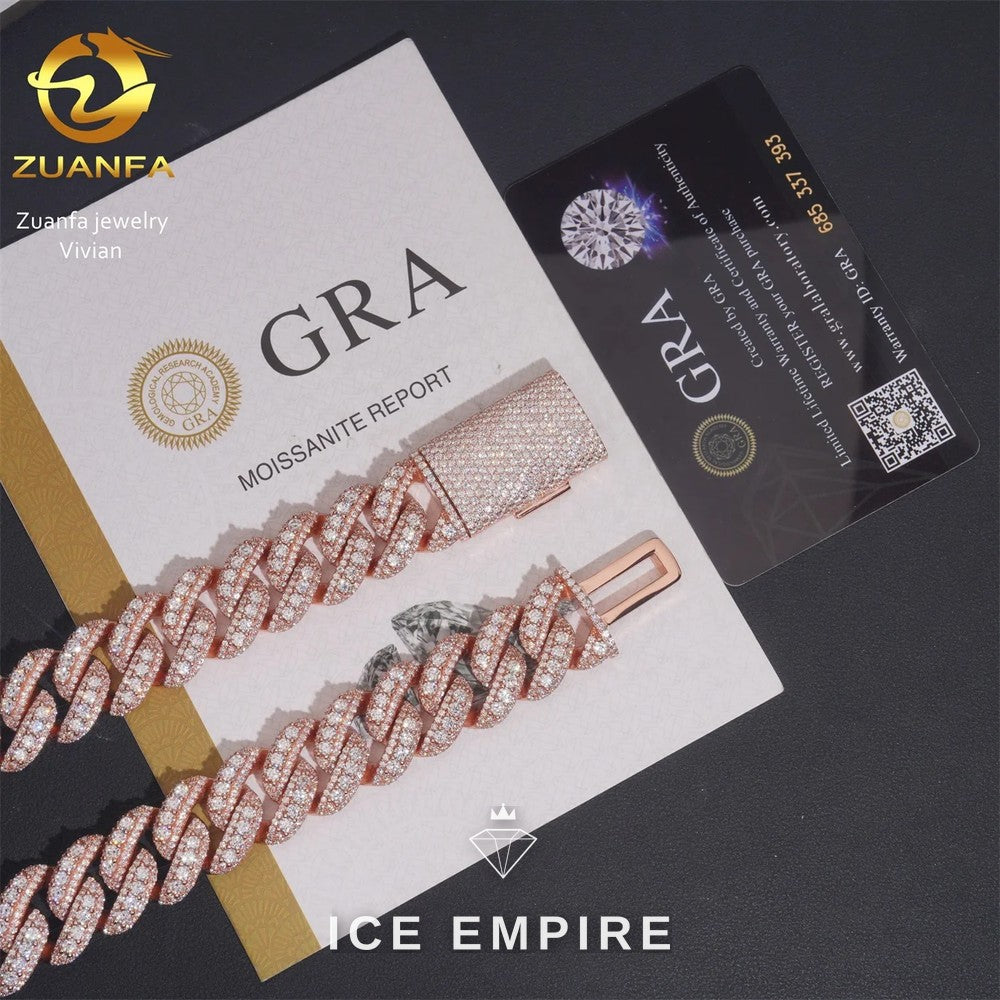 Iced Out Rose Gold Plated Moissanite Cuban Chain