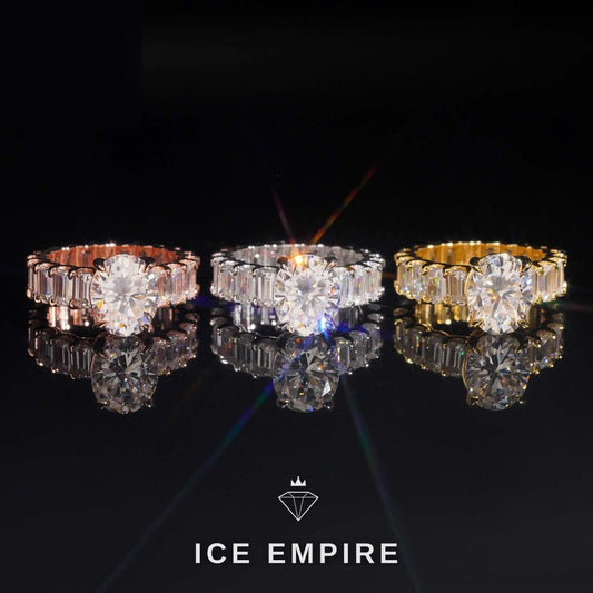 Iced Out Gold Plated Moissanite Wedding Band
