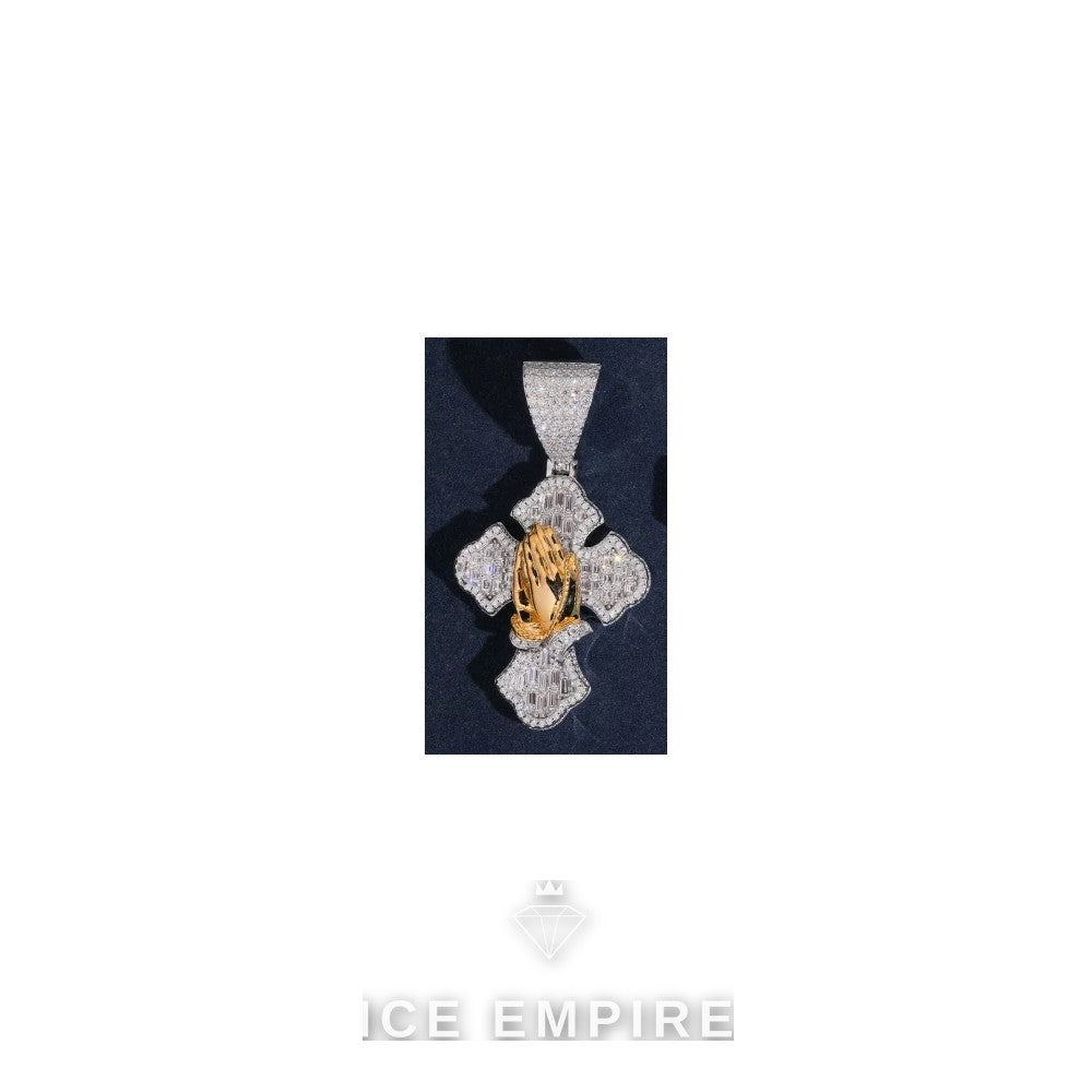 Iced Out Cross Gold Plated Moissanite Pendant