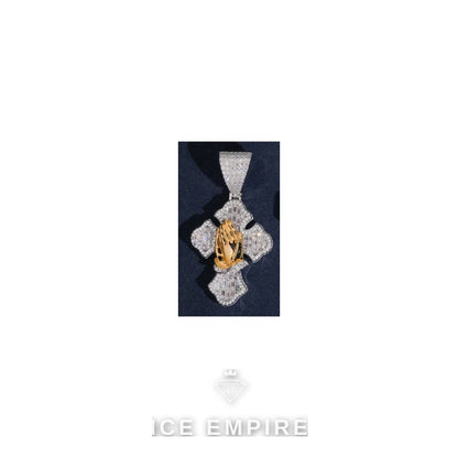 Iced Out Cross Gold Plated Moissanite Pendant