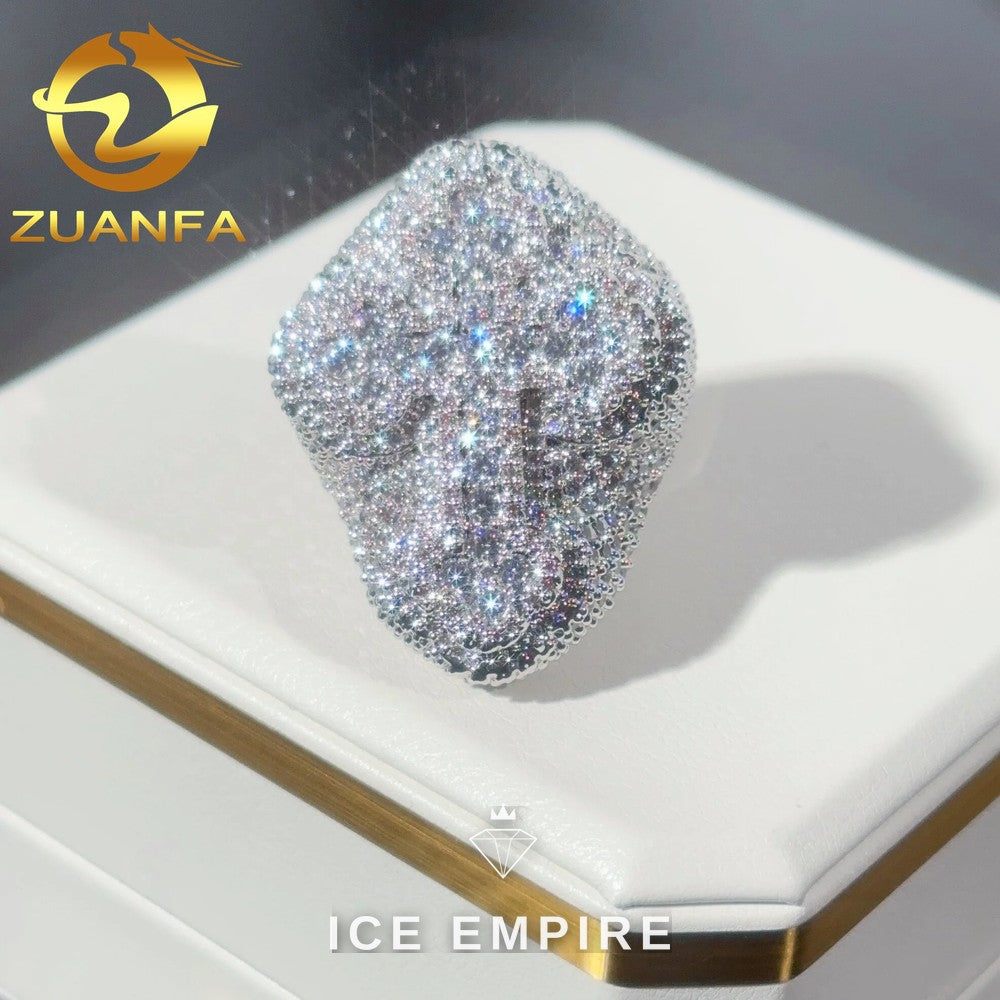 Iced Out Cross 925 Silver Moissanite Ring