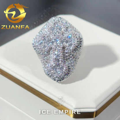Iced Out Cross 925 Silver Moissanite Ring