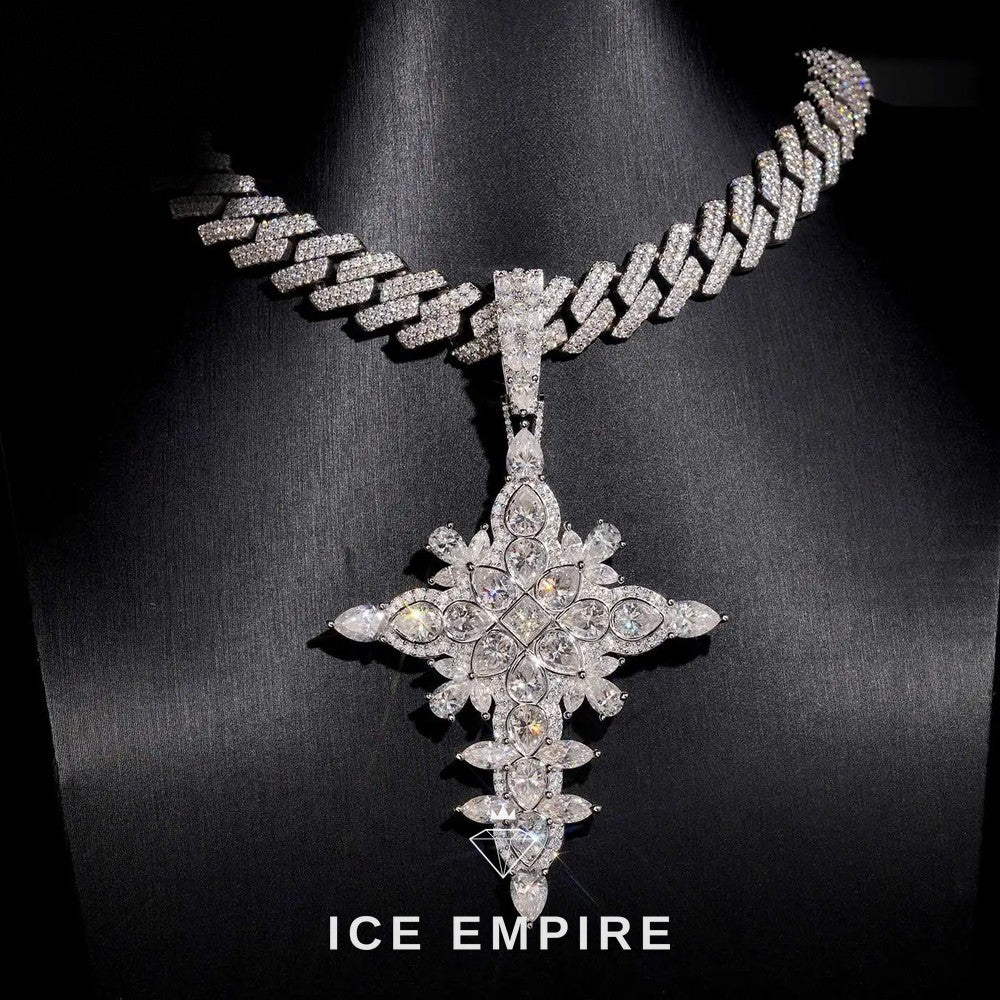 Iced Out Cluster Rose Gold Plated Moissanite Pendant
