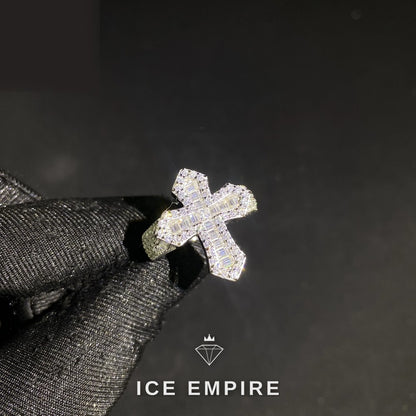 Iced Out Baguette Rose Gold Plated Moissanite Engagement Ring