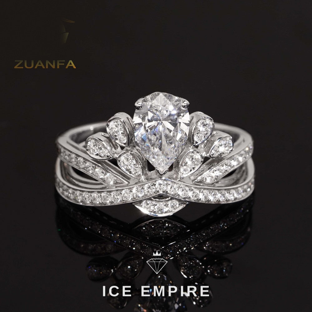 Iced Out Cluster 18K Gold Engagement Ring