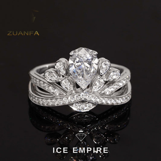 Iced Out Cluster 18K Gold Engagement Ring